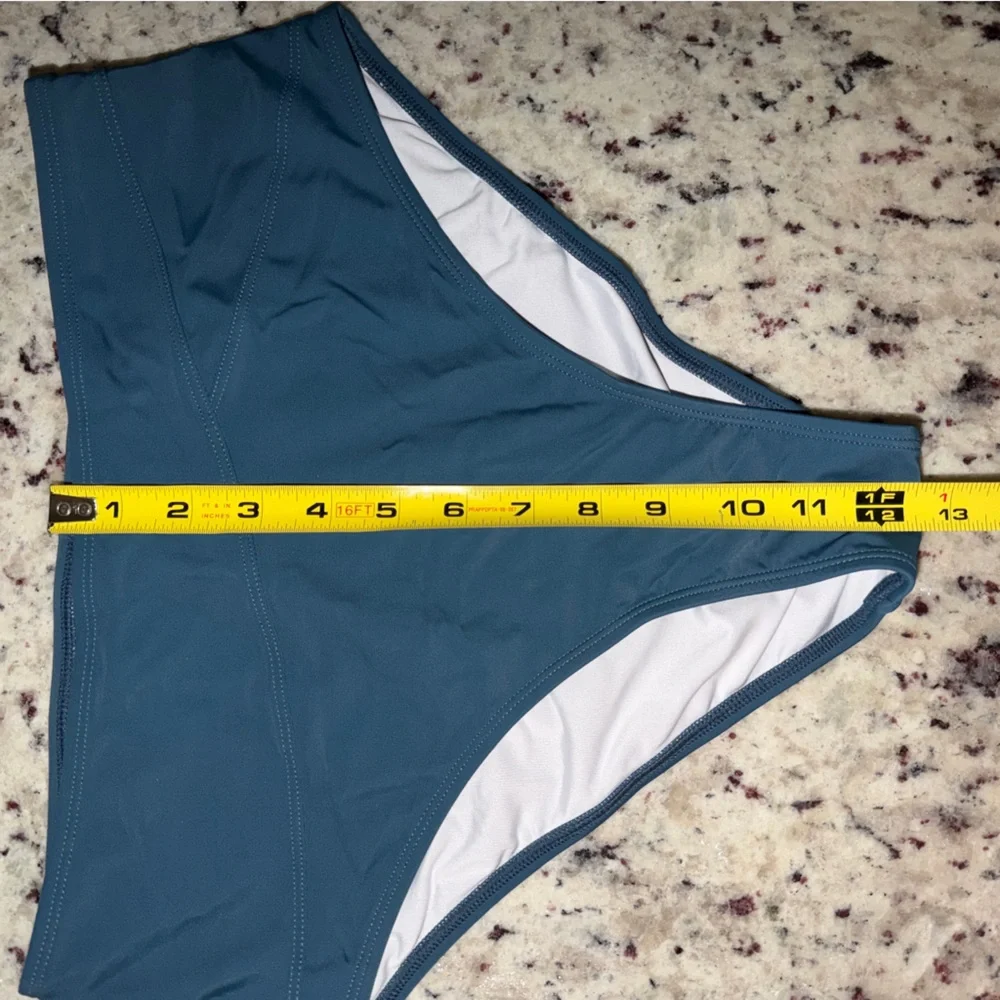 NWT Cupshe Twist Front 2 Piece Bikini Set Teal Blue Adjustable High waisted New - Picture 9 of 10